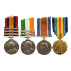 QSA (Clasps - Cape Colony, Orange Free State, Transvaal), KSA (Clasps - South Africa 1901, South Africa 1902), WW1 British War Medal and Victory Medal Group of Four - Pte. H. Moult, Notts & Derby Regiment - Died of Wounds