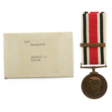 George VI Special Constabulary Long Service Medal (Bar - Long Service, 1929) - Alfred A. Hodge, Cheshire Constabulary