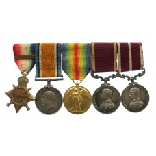 WW1 1914 Mons Star (with clasp), LS&GC and Meritorious Service Medal Group of Five - Whlr. Sjt. A. Finley, Army Service Corps