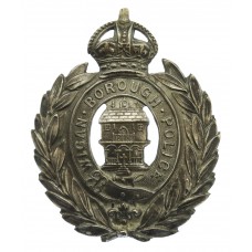 Wigan Borough Police Wreath Helmet Plate / Kepi Badge - King's Crown