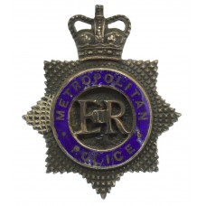 Metropolitan Police Senior Officer's Silver & Enamel Cap Badge - Queen's Crown