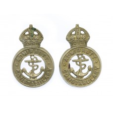 Pair of Admiralty Constabulary Collar Badges - King's Crown