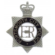 Portsmouth City Police Senior Officer's Enamelled Cap Badge - Queen's Crown