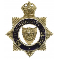 Portsmouth City Police Senior Officer's Silver & Enamel Cap Badge - King's Crown