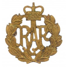 Royal Air Force (R.A.F.) Brass Cap Badge - Queen's Crown