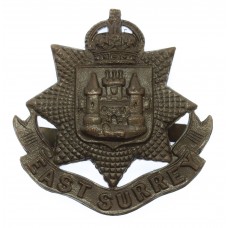 East Surrey Regiment Officer's Service Dress Cap Badge - King's Crown