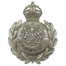Monmouthshire Constabulary Chrome Wreath Helmet Plate - King's Crown