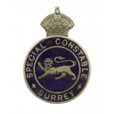 Surrey Special Constable Enamelled Lapel Badge - King's Crown