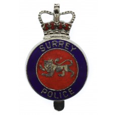 Surrey Police Enamelled Cap Badge - Queen's Crown