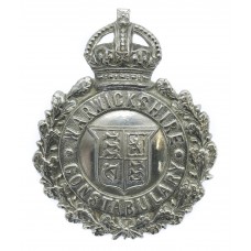 Warwickshire Constabulary Small Chrome Wreath Helmet Plate - King's Crown