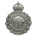 Warwickshire Constabulary Small Chrome Wreath Helmet Plate - King's Crown