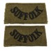 Pair of Suffolk Regiment (SUFFOLK) WW2 Cloth Slip On Shoulder Titles