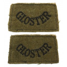 Pair of Gloucestershire Regiment (GLOSTER) WW2 Cloth Slip On Shoulder Titles