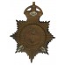 Worcestershire Police Blackened Brass Helmet Plate - King's Crown