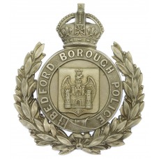 Bedford Borough Police Wreath Helmet Plate - King's Crown