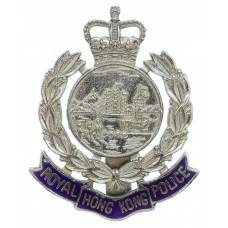 Royal Hong Kong Police Enamelled Cap Badge - Queen's Crown