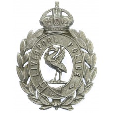 Liverpool City Police Wreath Helmet Plate - King's Crown