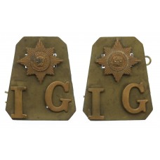 Pair of Irish Guards Brass Shoulder Titles