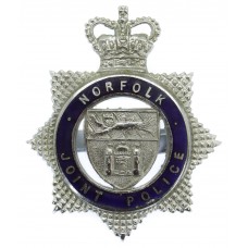 Norfolk Joint Police Senior Officer's Enamelled Cap Badge - Queen's Crown