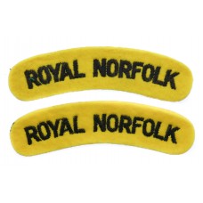 Pair of Norfolk Regiment (ROYAL NORFOLK) Cloth Shoulder Titles