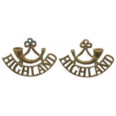 Pair of Highland Light Infantry H.L.I. (Bugle/HIGHLAND) Shoulder Titles 