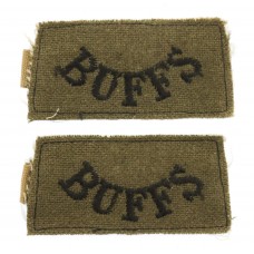 Pair of Buffs East Kent Regiment (BUFFS) WW2 Cloth Slip On Shoulder Titles