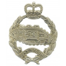 Royal Tank Regiment White Metal Cap Badge - Queen's Crown