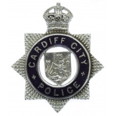 Cardiff City Police Senior Officer's Enamelled Cap Badge - King's Crown