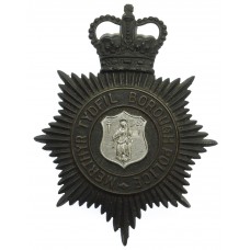 Merthyr Tydfil Borough Police Night Helmet Plate - Queen's Crown