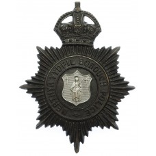 Merthyr Tydfil Borough Police Night Helmet Plate - King's Crown