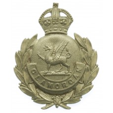 Glamorgan Constabulary White Metal Wreath Cap Badge - King's Crown