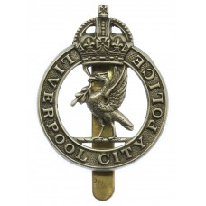 Liverpool City Police White Metal Cap Badge - King's Crown