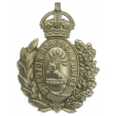 Luton Borough Police Wreath Helmet Plate - King's Crown