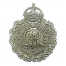 George V Devon Constabulary Wreath Helmet Plate - King's Crown
