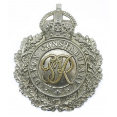 George VI Devon Constabulary Wreath Helmet Plate - King's Crown