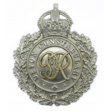 George VI Devon Constabulary Wreath Helmet Plate - King's Crown