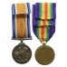 WW1 British War & Victory Medal Pair - Pte. H.J. Crowe, Machine Gun Corps - Wounded