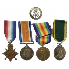 WW1 1914-15 Star, British War Medal, Victory Medal, Territorial Force Efficiency Medal and Silver War Badge - Cpl. L.T. Peck, 6th Bn. London Regiment