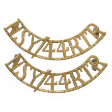 Pair of North Somerset Yeomanry 44th Royal Tank Regiment (NSY/44 R.T.R.) Brass Shoulder Titles