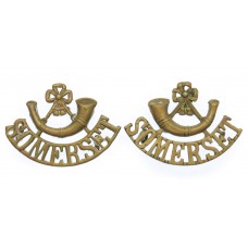 Pair of Somerset Light Infantry (Bugle/SOMERSET) Shoulder Titles