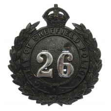 Sheffield City Police Black Wreath Cap Badge - King's Crown