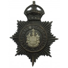 Eastbourne Borough Police Black Helmet Plate - King's Crown