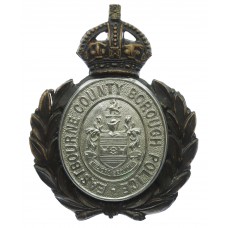 Eastbourne County Borough Police Wreath Helmet Plate - King's Crown