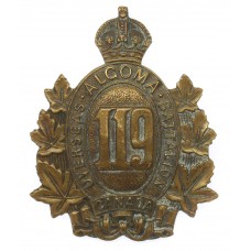 Canadian 119th Infantry Battalion (Algoma Overseas Bn.) WW1 C.E.F. Cap Badge