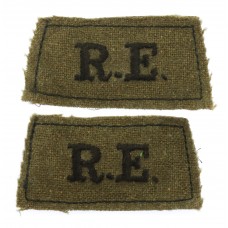 Pair of Royal Engineers (R.E.) WW2 Cloth Slip On Shoulder Titles