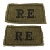 Pair of Royal Engineers (R.E.) WW2 Cloth Slip On Shoulder Titles