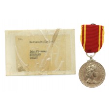 EIIR Fire Brigade Long Service Medal in Box - Leading Fireman Bernard Oxley, Nottinghamshire Fire Brigade