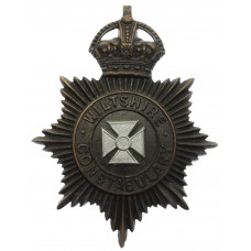 Wiltshire Constabulary Black Helmet Plate - King's Crown