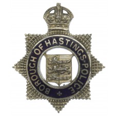 Hastings Borough Police Senior Officer's Sterling Silver & Enamel Cap Badge - King's Crown