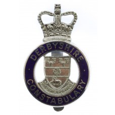 Derbyshire Constabulary Enamelled Cap Badge - Queen's Crown